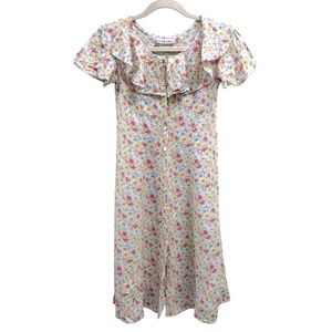 Vintage My Michelle Girls 10 Floral Ruffle Dress Cottagecore Grannycore - CUTE!